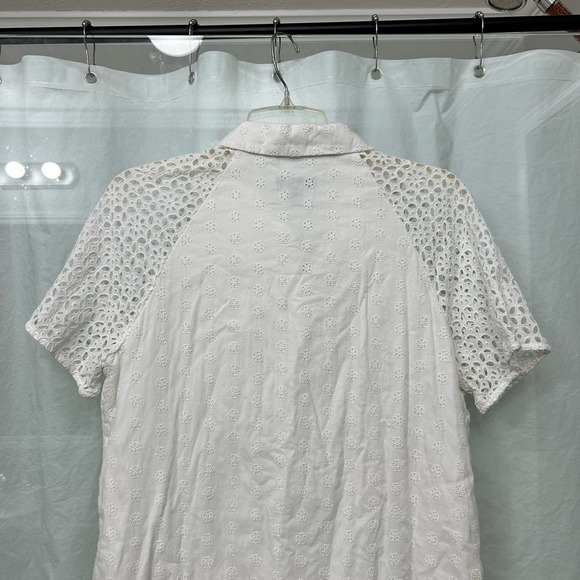 J. Crew Women’s Cotton Dress Size 10 Pockets White Boho Eyelet Breathable - Picture 9 of 15